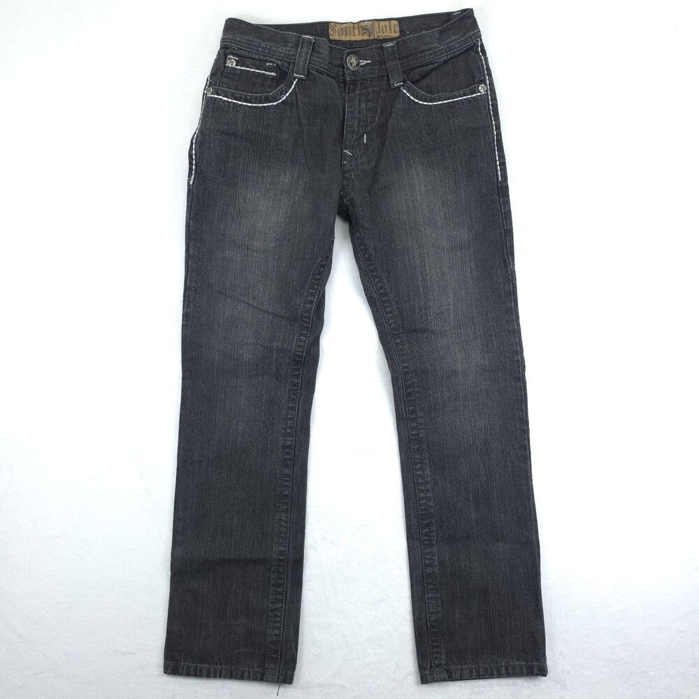 Vintage Southpole Hip Hop Baggy Y2K Skater Jeans Black Men's Size 30x28 *Flaw*